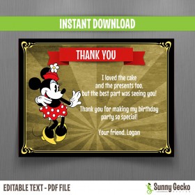 Minnie Mouse Party Vintage Style Thank You Cards
